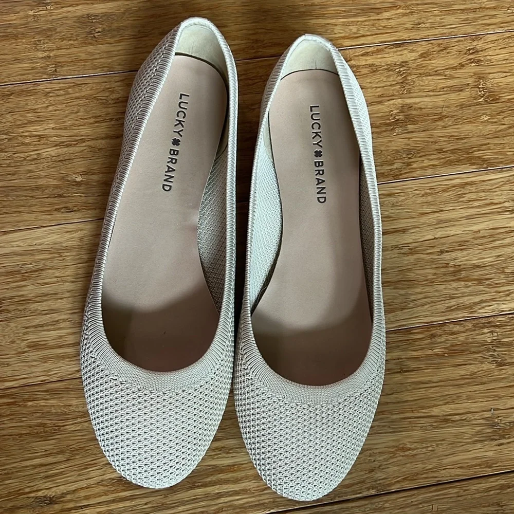 LUCKY BRAND Stretch Knit Nude Ballet Flat Sz 9M/40 - Picture 2 of 9